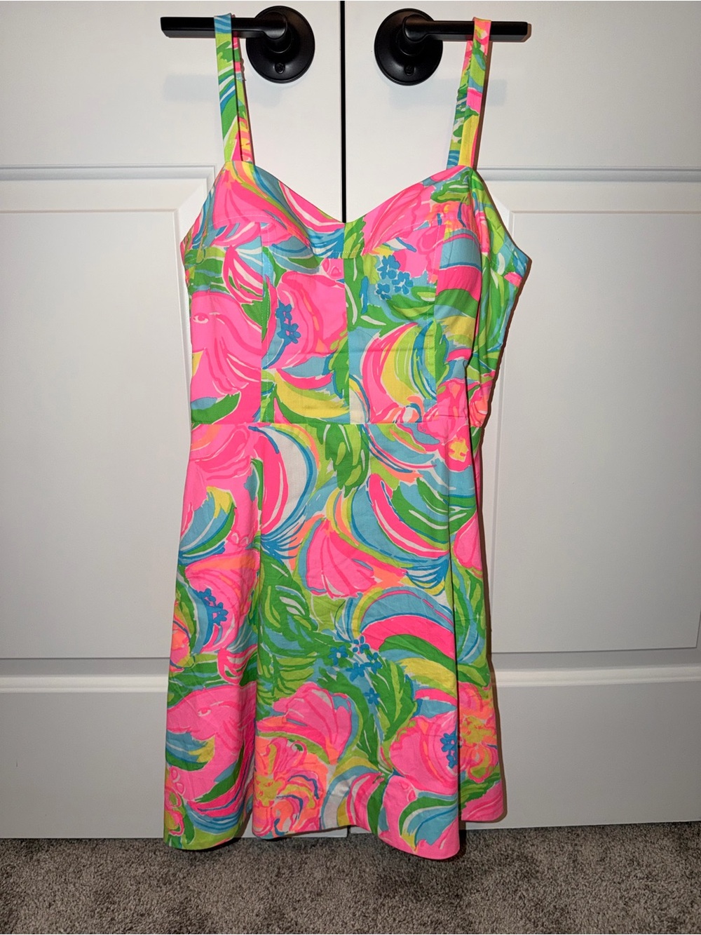 Lilly Pulitzer Willow Dress Vibrant Tropical Print Sundress - Pink & Green